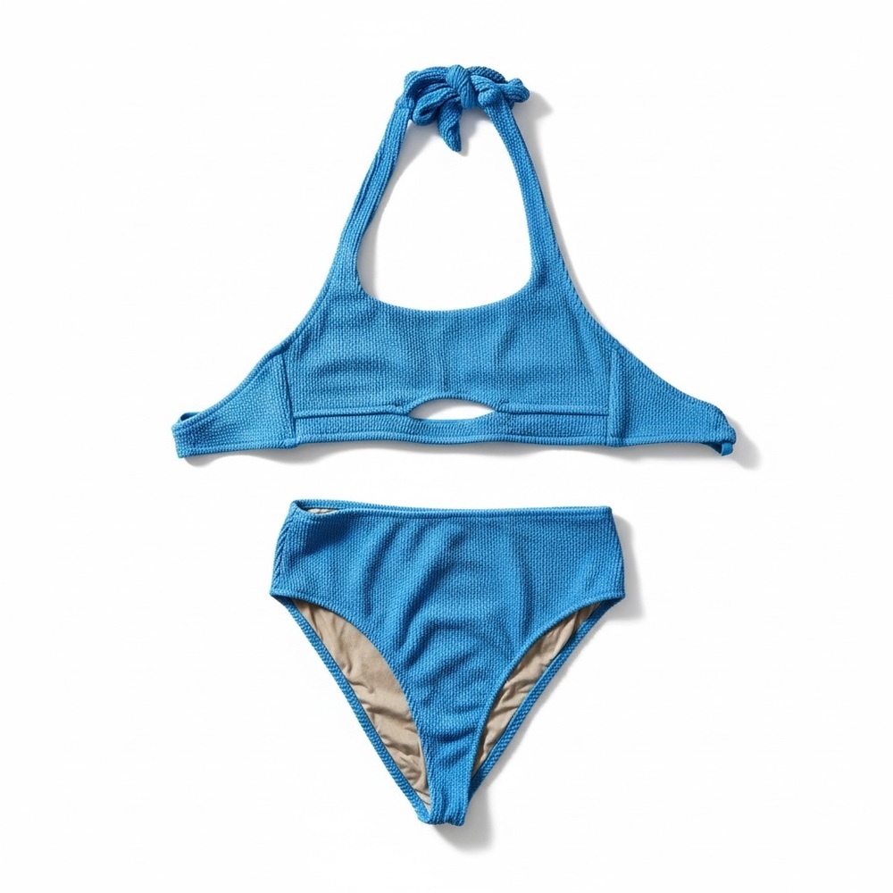 Shade & Shore Women’s Bright Blue Halter Bikini Set Size Medium